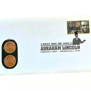 FDC Cover Abraham Lincoln 2009 with 2 UNC Lincoln cents- formative years